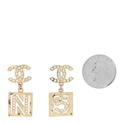 Chanel Crystal CC No 5 Drop Earrings Gold 2 of 4
