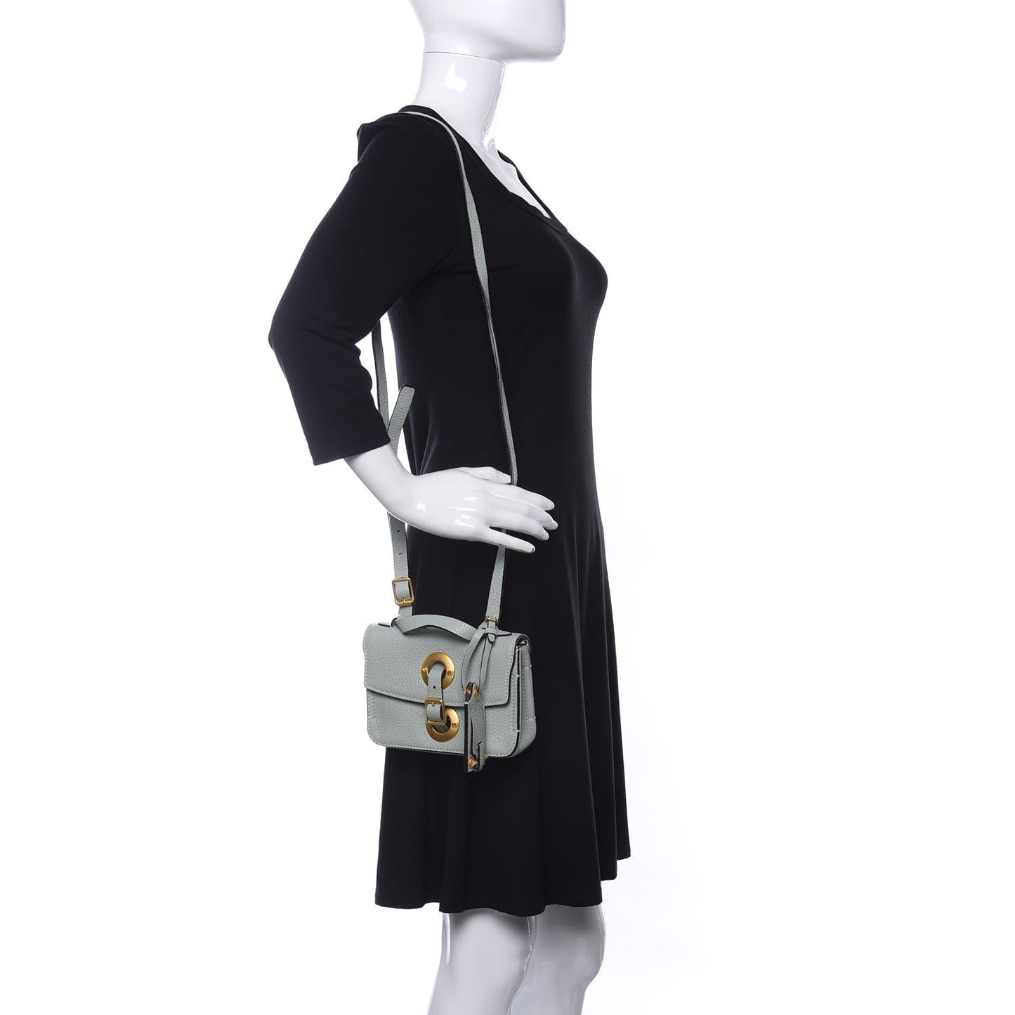 Pebbled Calfskin Shoulder Bag Water Green