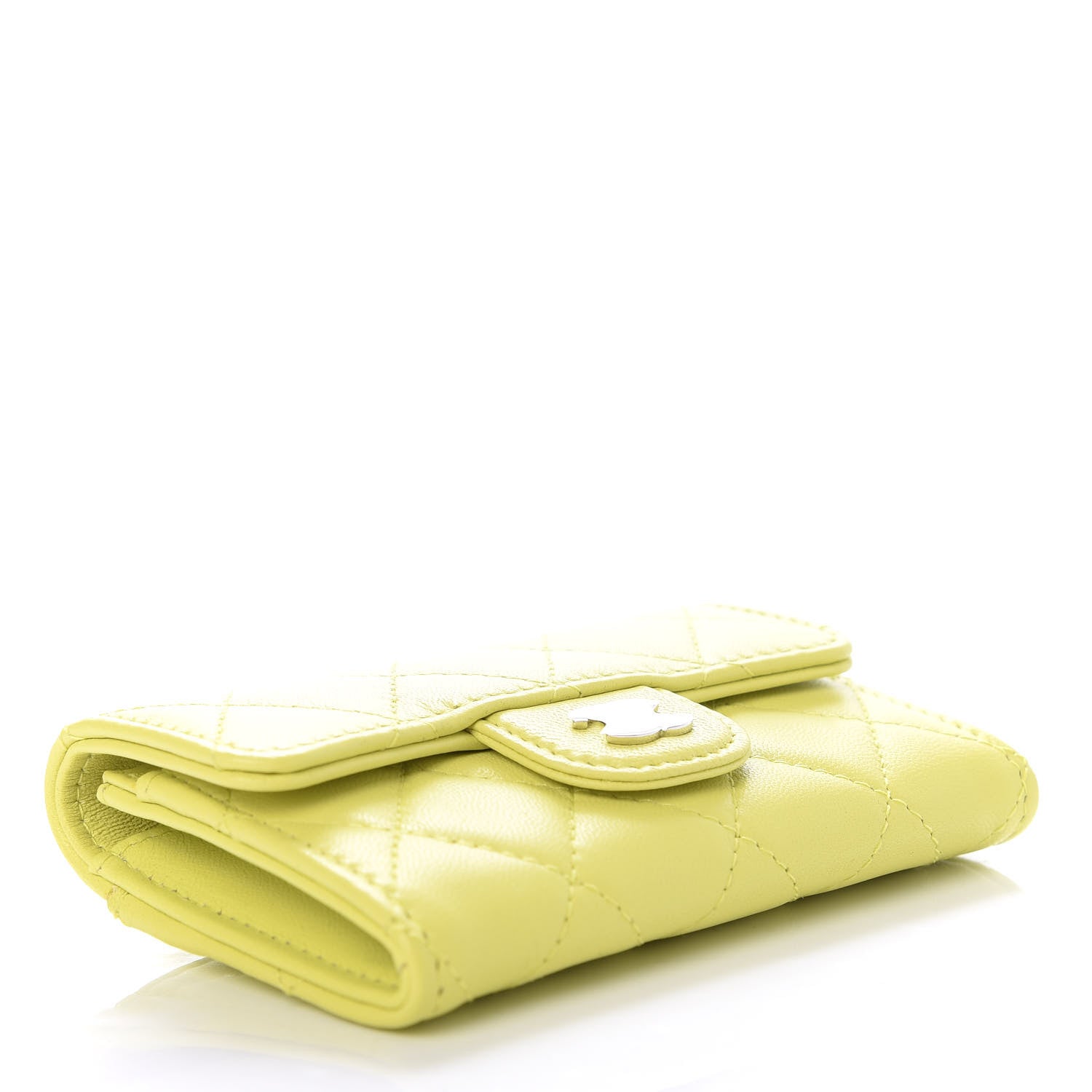 Chanel Lambskin Quilted Flap Card Holder Wallet Yellow 4 of 8
