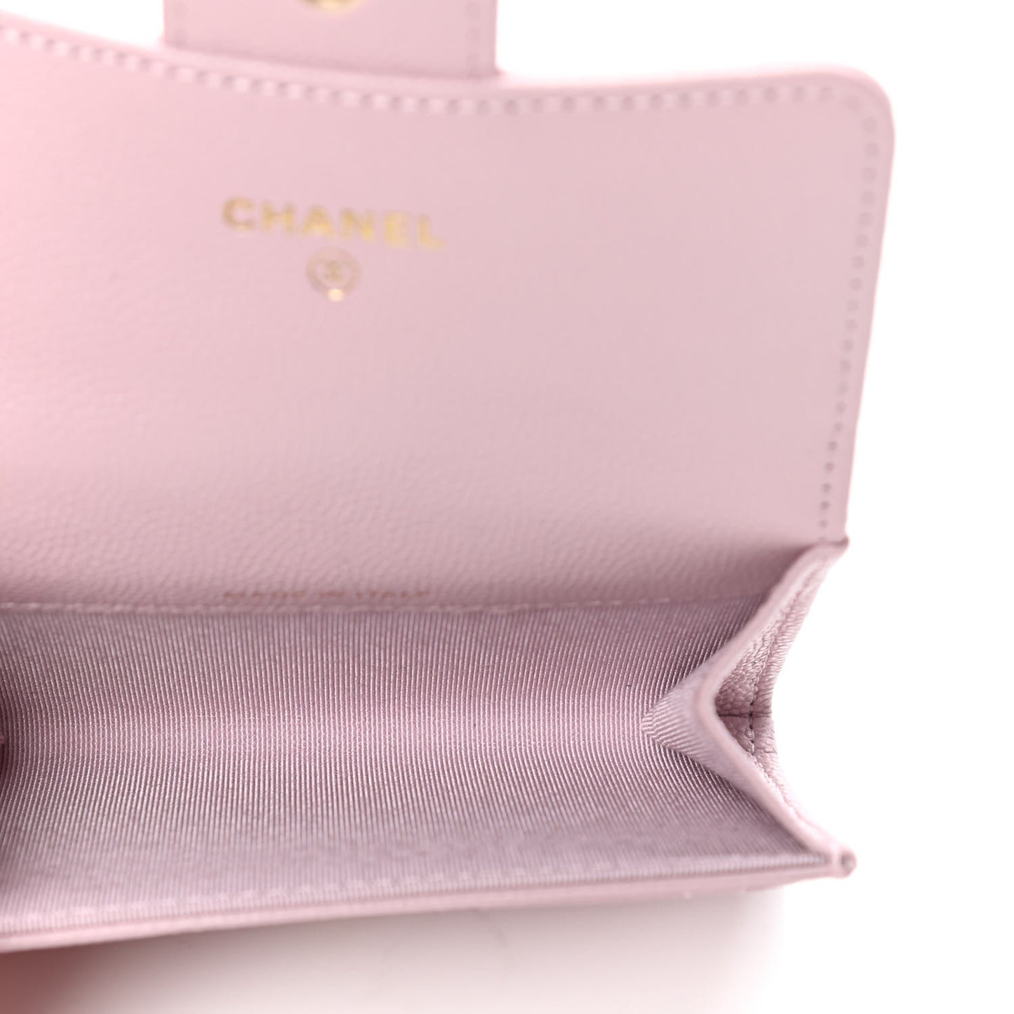 Caviar Quilted Flap Card Holder Wallet Light Pink