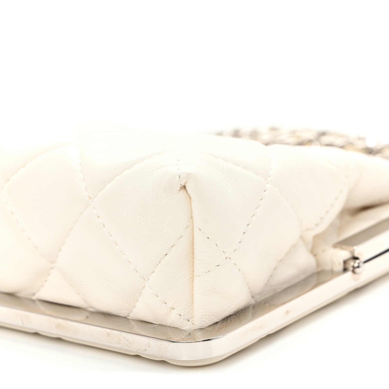 Chanel Lambskin Plexi Quilted CC Evening Clutch With Chain White 10 of 10