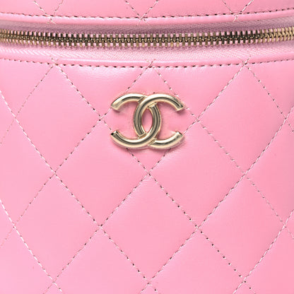 Chanel Lambskin Quilted Ruched Handle Vanity Case Pink 8 of 11