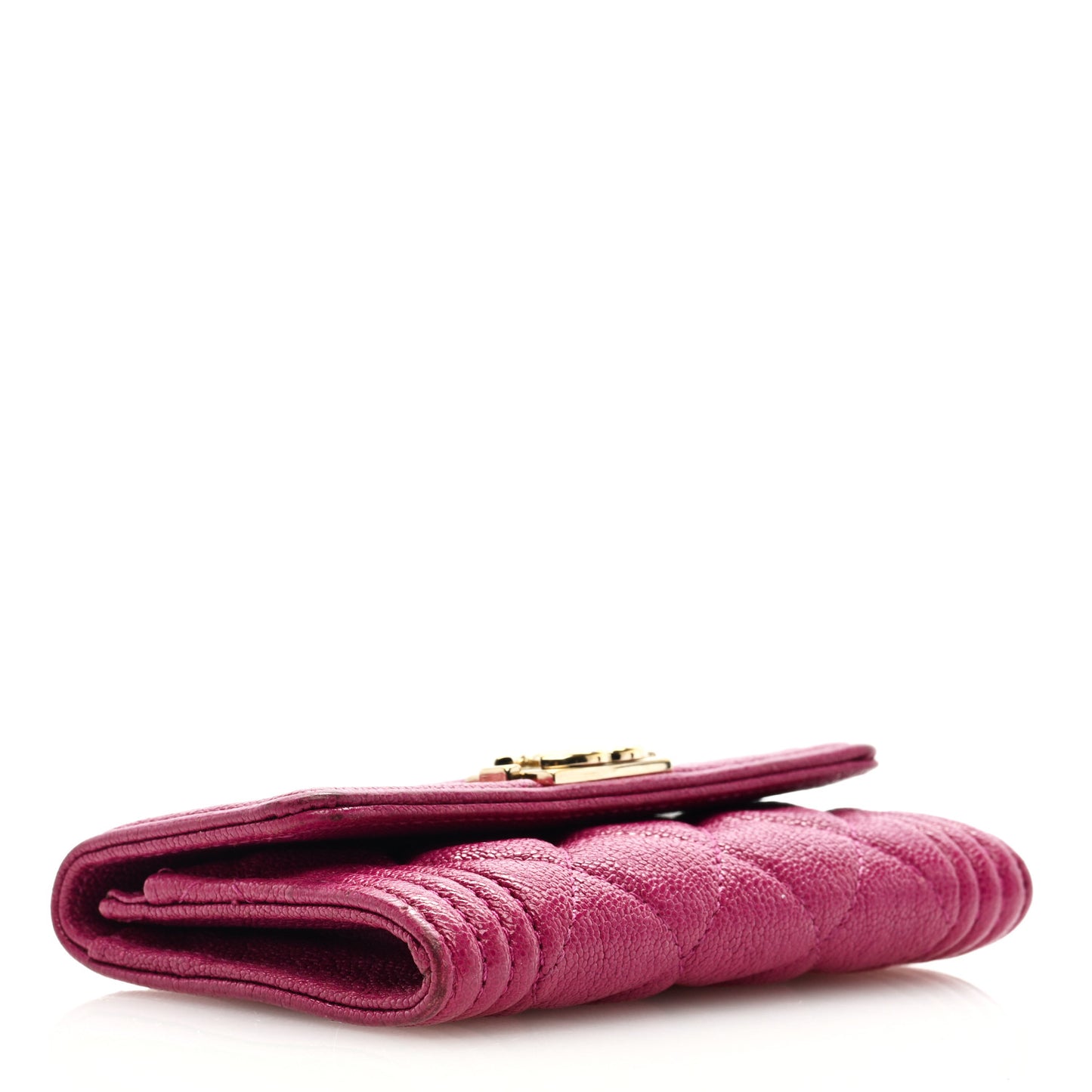 Caviar Quilted Boy Card Holder Wallet Fuchsia