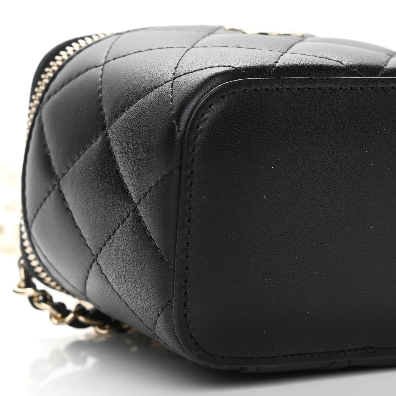 Chanel Lambskin Quilted Mini Vanity Case With Pearl Chain Black 9 of 11