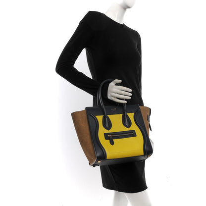 Celine Nubuck Grained Calfskin Micro Tri-Color Luggage Fluo Yellow 2 of 9
