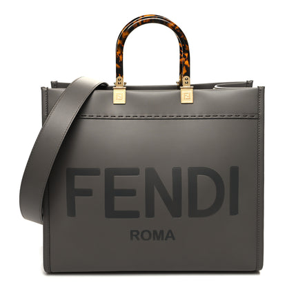 Fendi Vitello King Plexiglass Logo Embossed Medium Fendi Sunshine Shopper Tote Moon 1 of 11