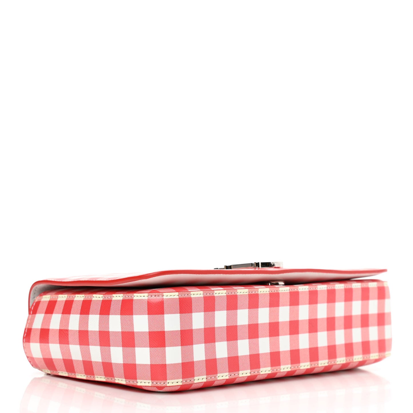 Calfskin Gingham Print Lola Bag Red White