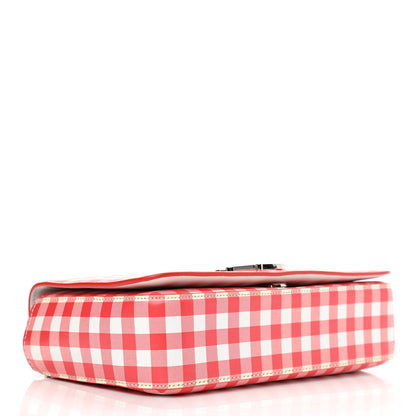 Burberry Calfskin Gingham Print Lola Bag Red White 3 of 9