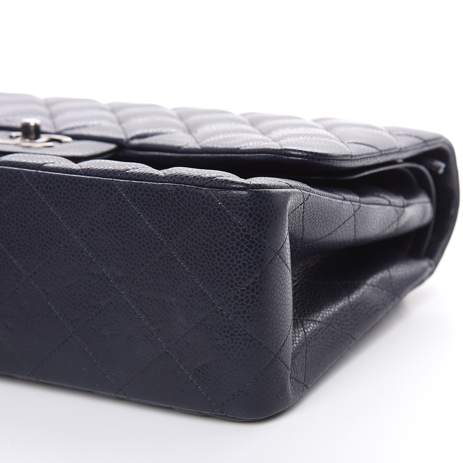 Chanel Caviar Quilted Jumbo Double Flap Navy Blue 9 of 10