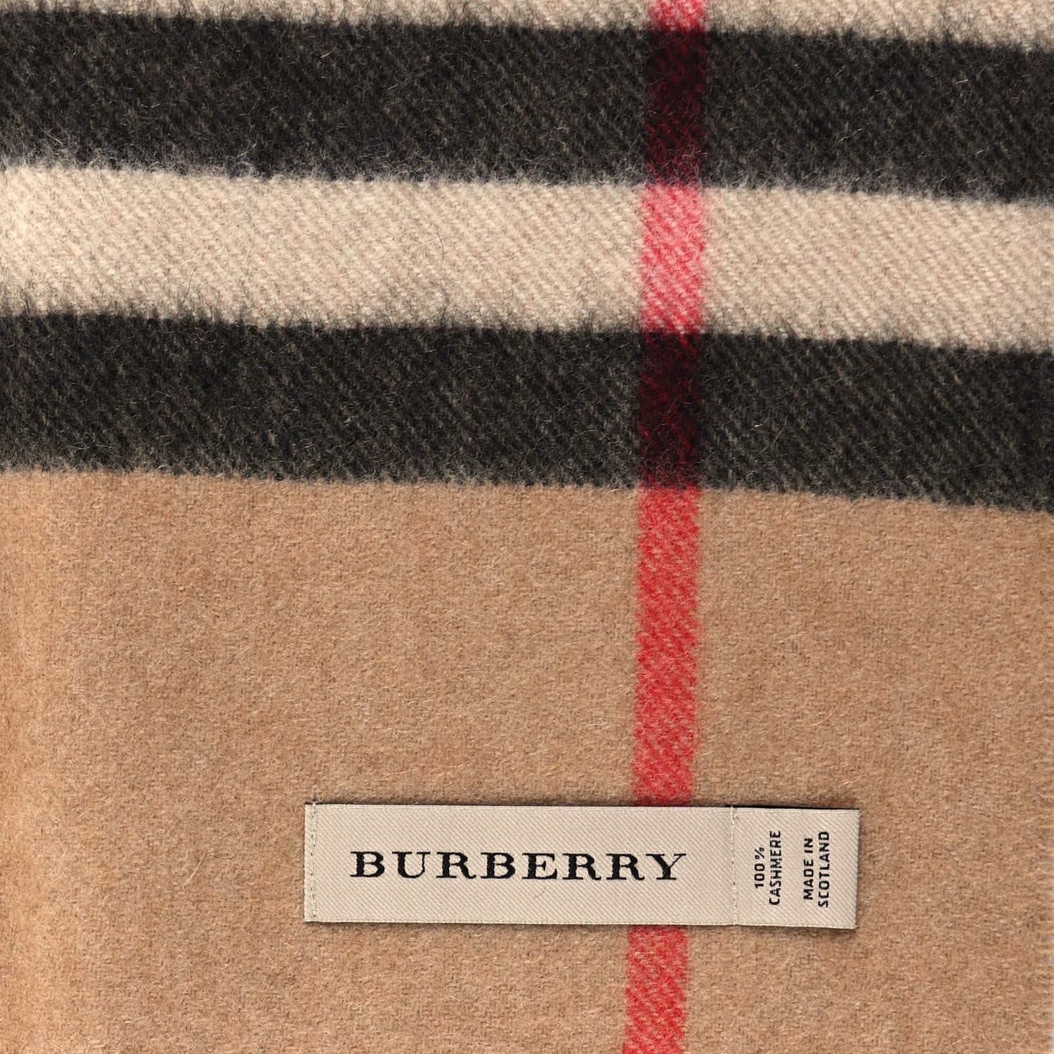 Burberry Cashmere Giant Check Fringe Scarf Archive Beige 3 of 4