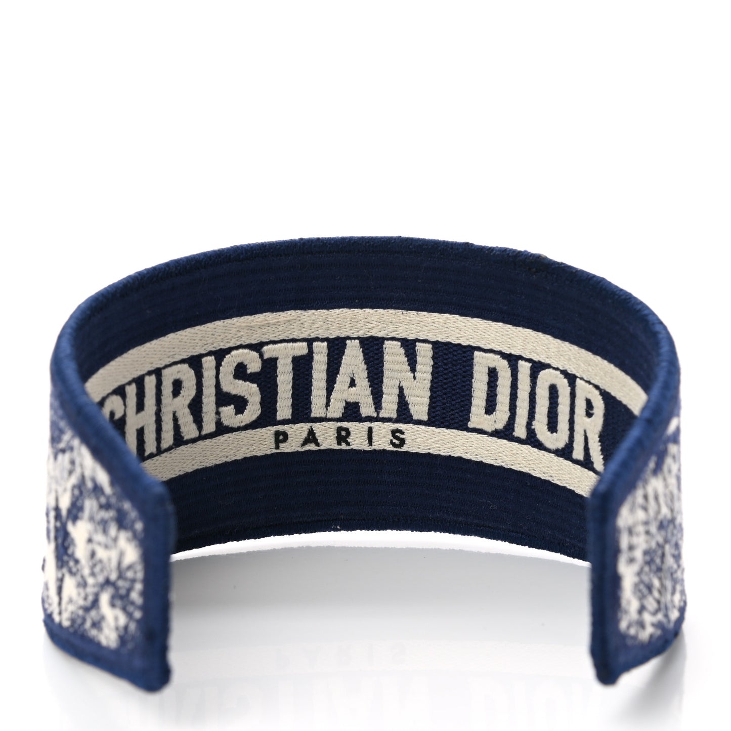Canvas Embroidered Toile De Jouy Headband Blue