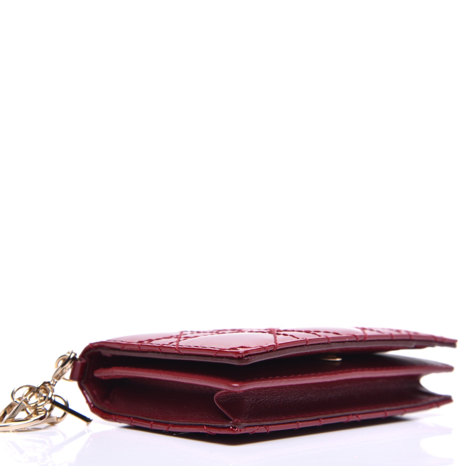 Christian Dior Patent Cannage Small Lady Dior Flap Card Holder Scarlet 7 of 9