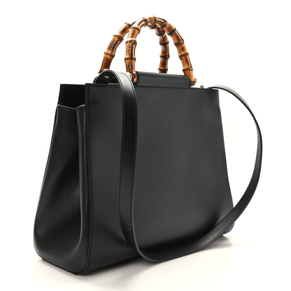 Gucci Nappa Bamboo Medium Nymphaea Top Handle Bag Black 3 of 9