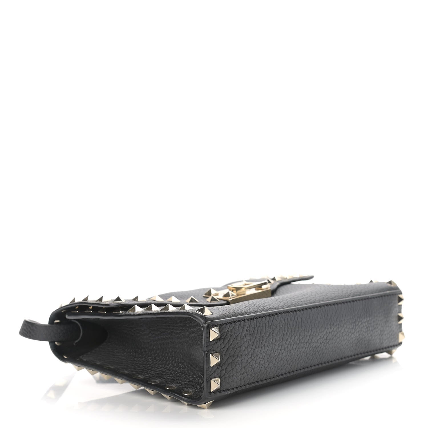 Valentino Garavani Pebbled Calfskin Medium Rockstud Flip Lock Crossbody Bag Black 4 of 11