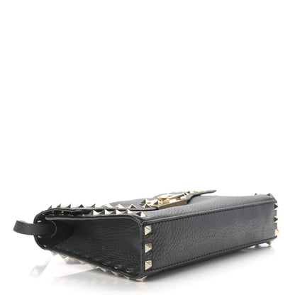 Valentino Garavani Pebbled Calfskin Medium Rockstud Flip Lock Crossbody Bag Black 4 of 11