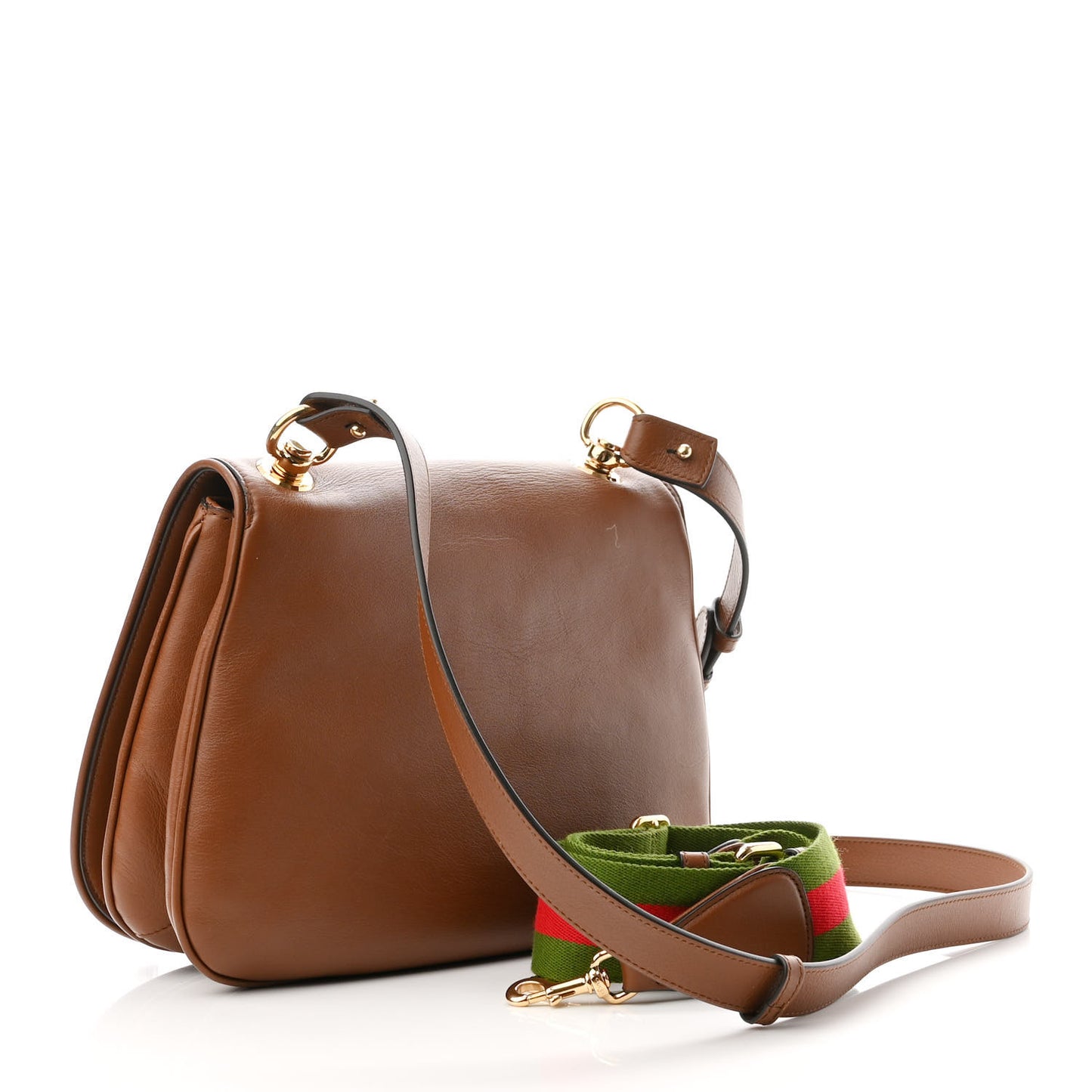 Roxy Calfskin Web Medium Blondie Shoulder Flap Bag Cuir