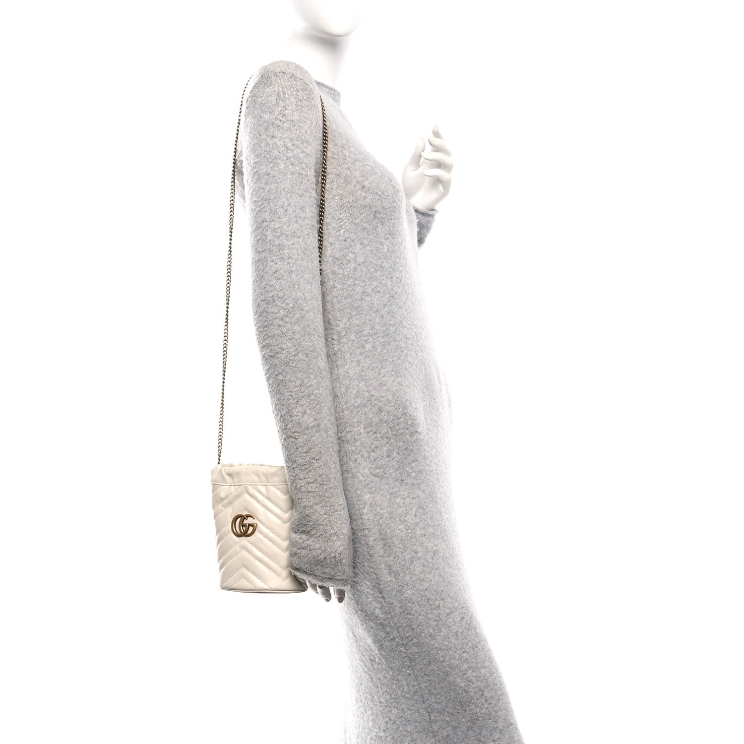Gucci Calfskin Matelasse Mini GG Marmont 2.0 Bucket Bag White 2 of 11