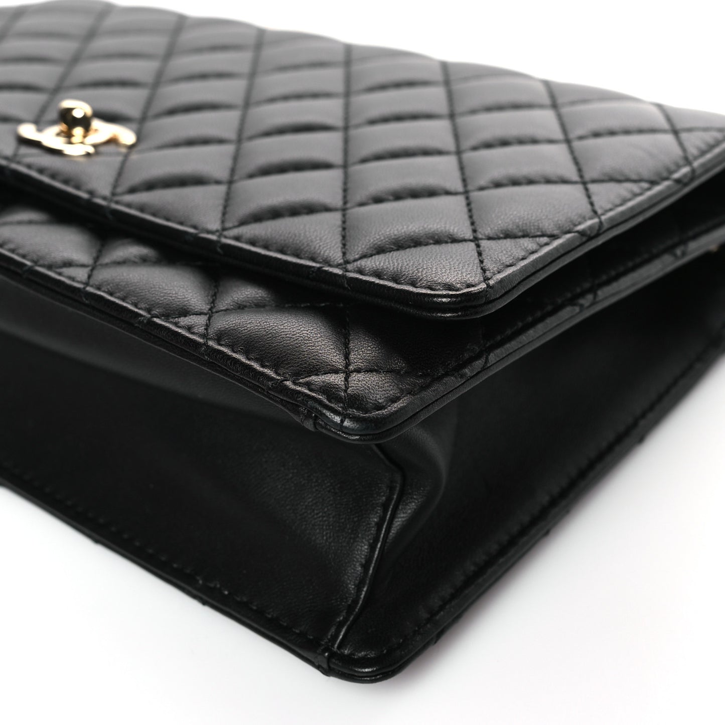 Lambskin Quilted Fantasy Pearl Flap Black