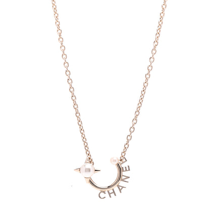 Chanel Pearl Logo Necklace Gold 1 of 5