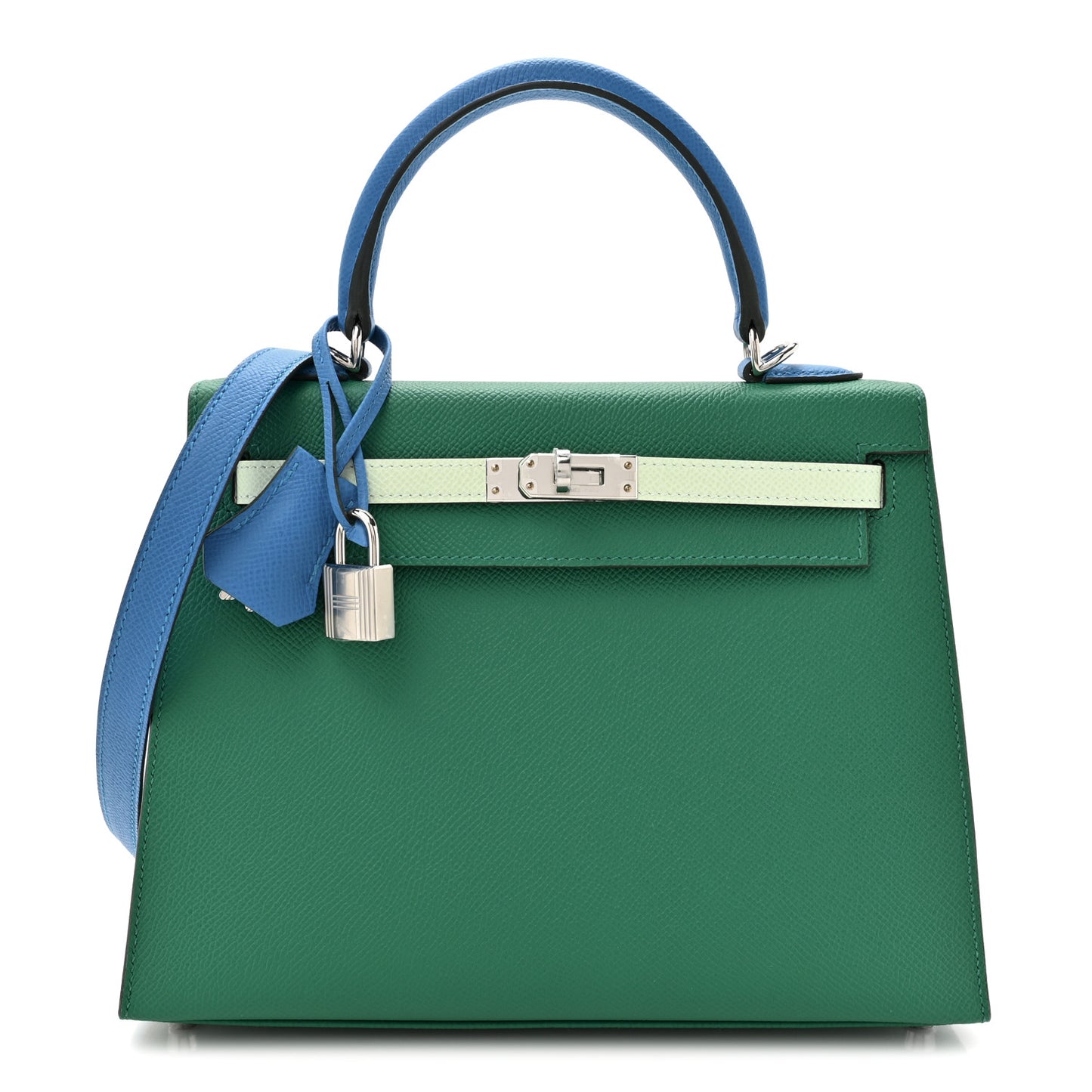 Epsom Kelly Sellier 25 Vert Vertigo Vert Fizz Bleu France