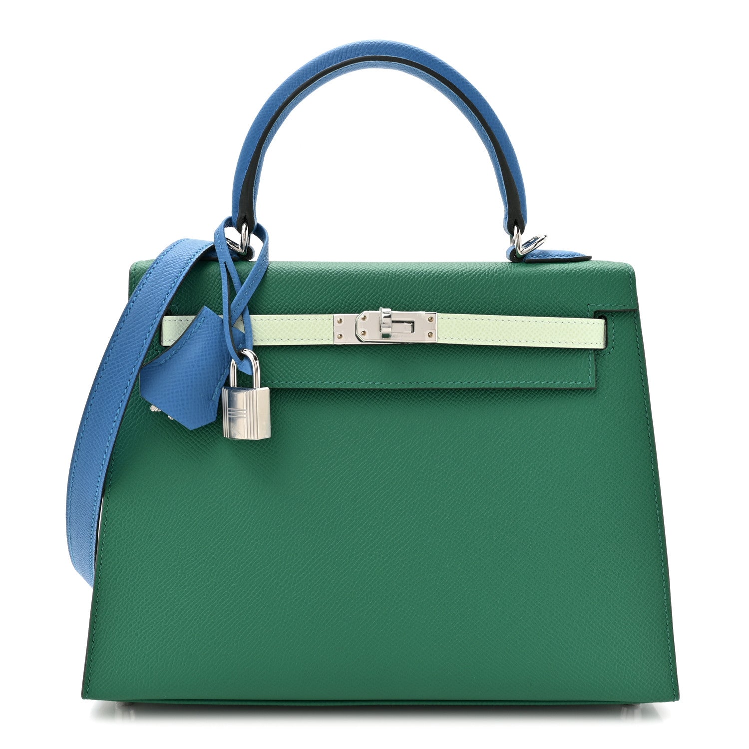 Hermes Epsom Kelly Sellier 25 Vert Vertigo Vert Fizz Bleu France 1 of 11
