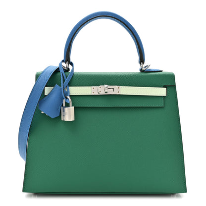 Hermes Epsom Kelly Sellier 25 Vert Vertigo Vert Fizz Bleu France 1 of 11