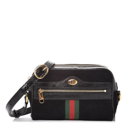 Gucci Suede Patent Web Mini Ophidia Shoulder Bag Black 1 of 10