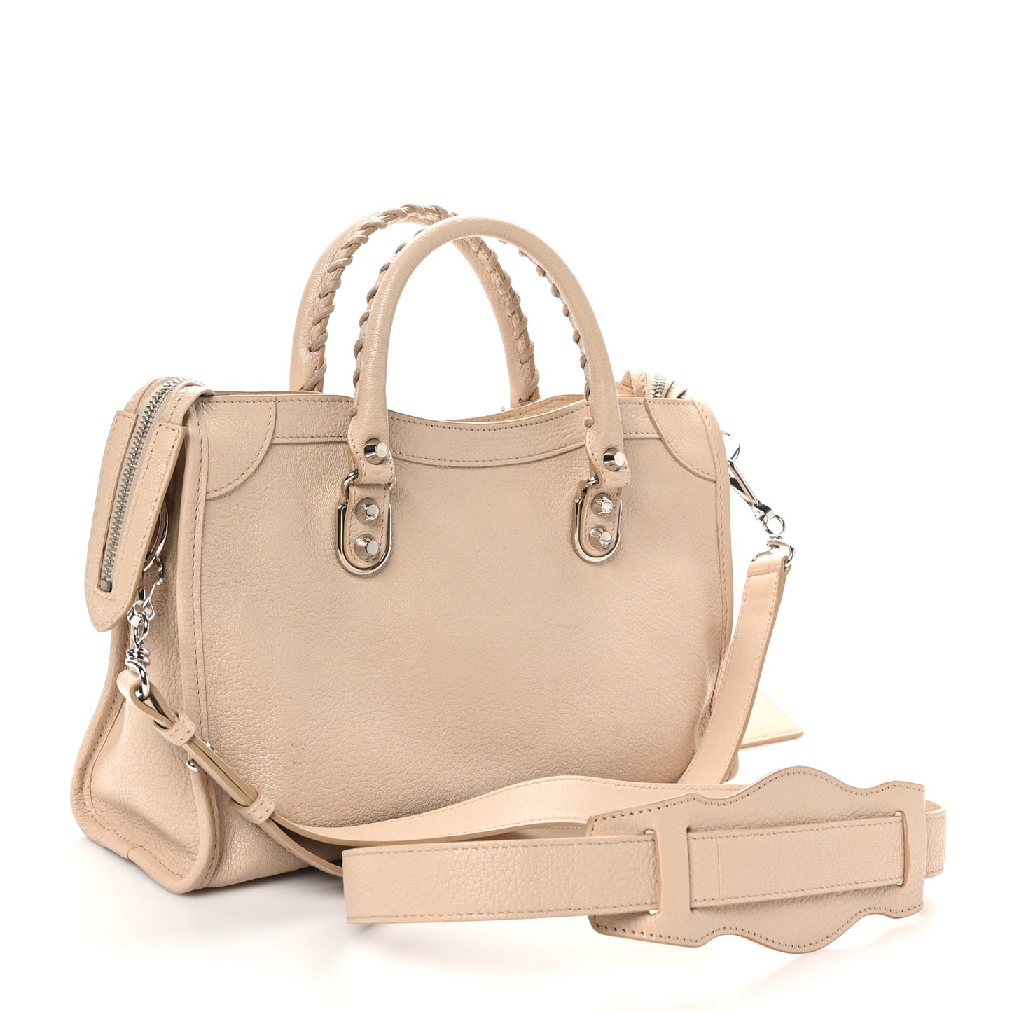 Chevre Silver Metallic Edge Hardware S City Tapioca