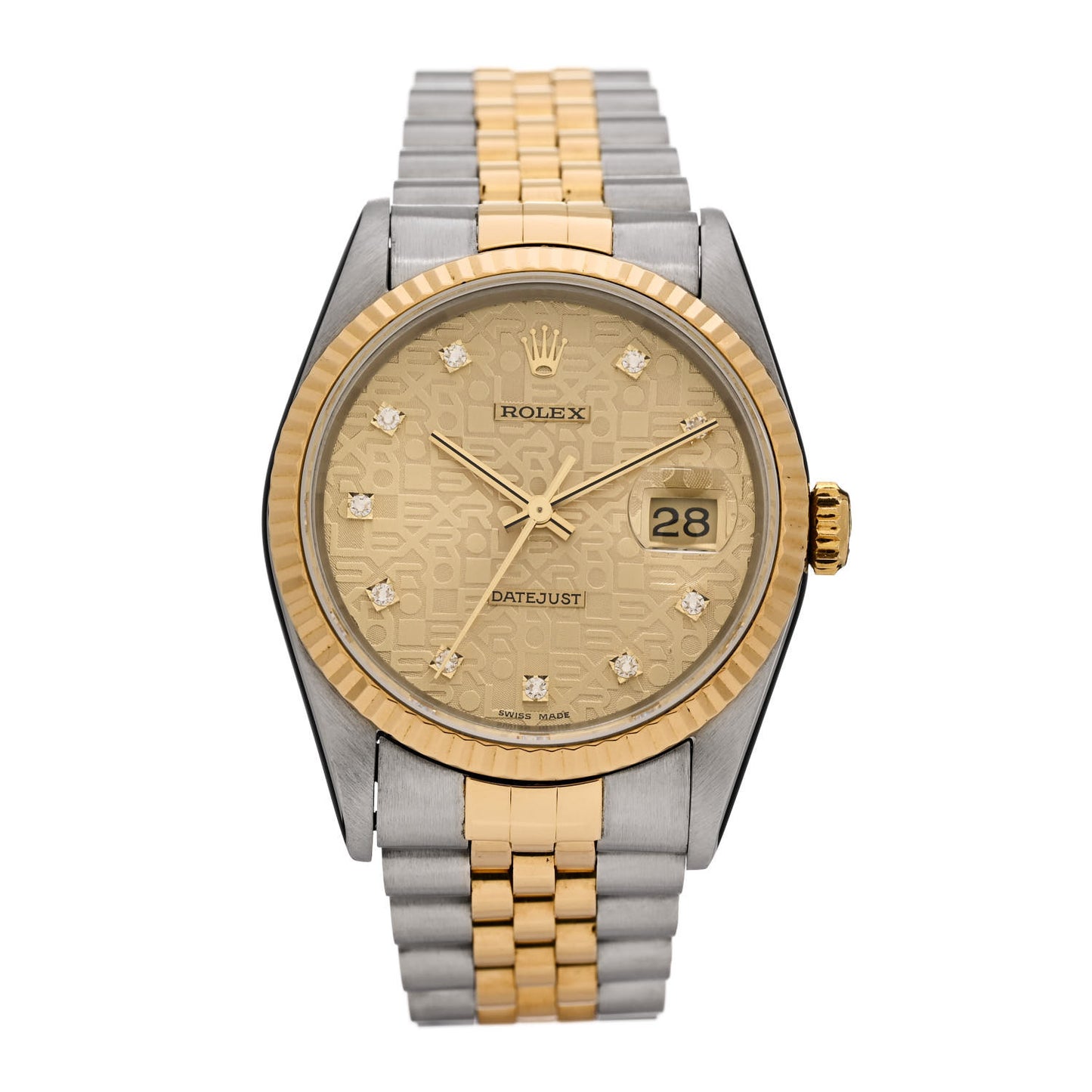 Stainless Steel 18K Yellow Gold Diamond 36mm Oyster Perpetual Datejust Watch Champagne Jubilee 16233