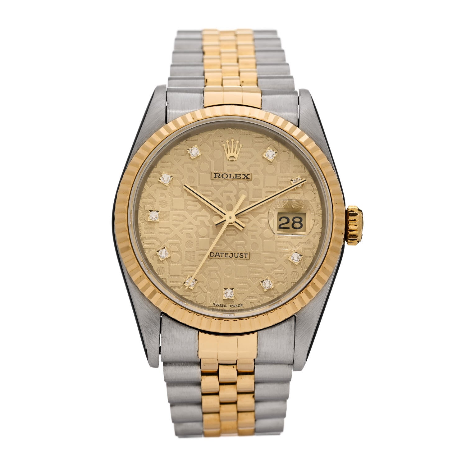 Rolex Stainless Steel 18K Yellow Gold Diamond 36mm Oyster Perpetual Datejust Watch Champagne Jubilee 16233 1 of 4