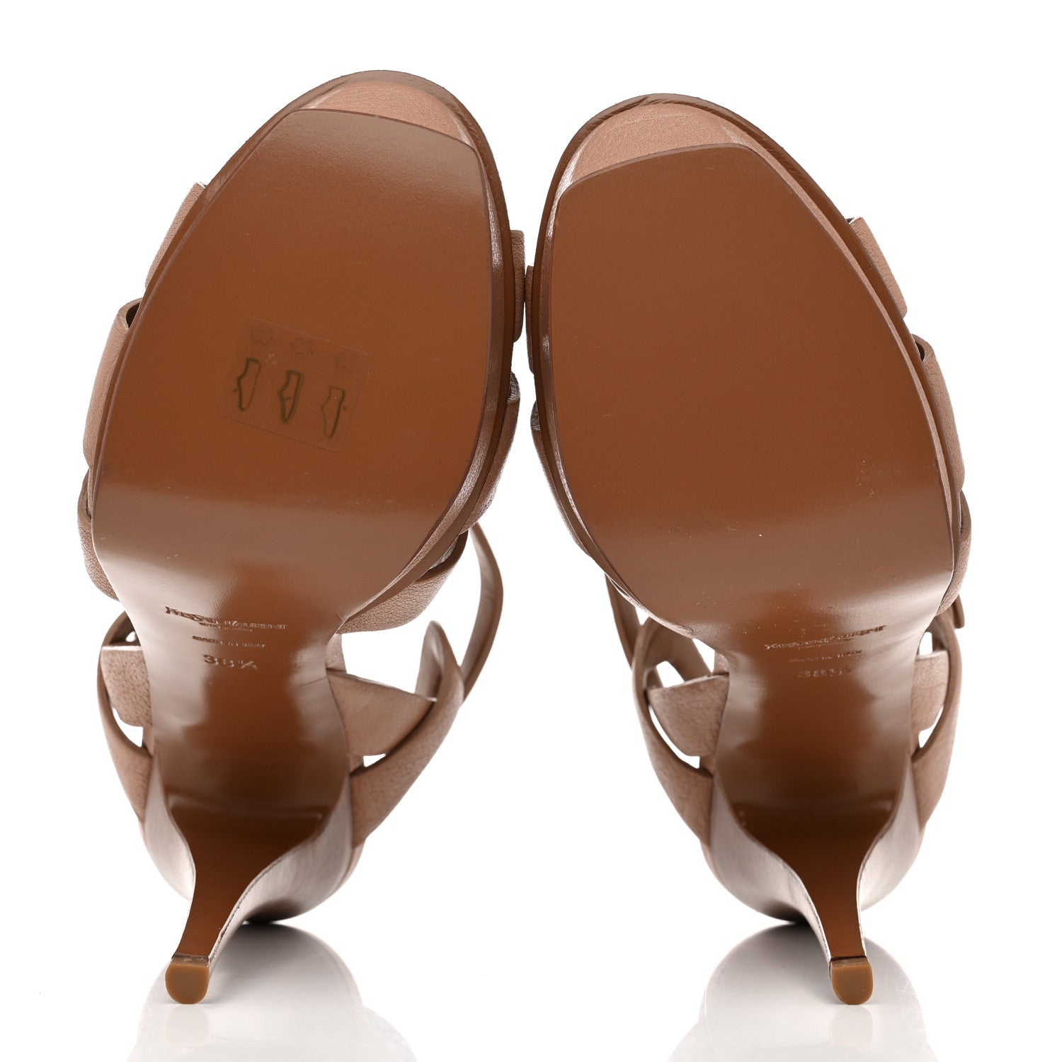 Saint Laurent Calfskin Tribute 105 Platform Sandals 38.5 Caramel 5 of 8