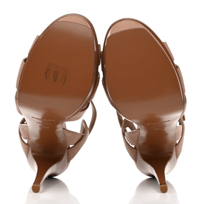 Saint Laurent Calfskin Tribute 105 Platform Sandals 38.5 Caramel 5 of 8