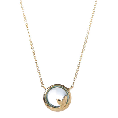 Tiffany 18K Yellow Gold Blue Topaz Olive Leaf Pendant Necklace 4 of 5