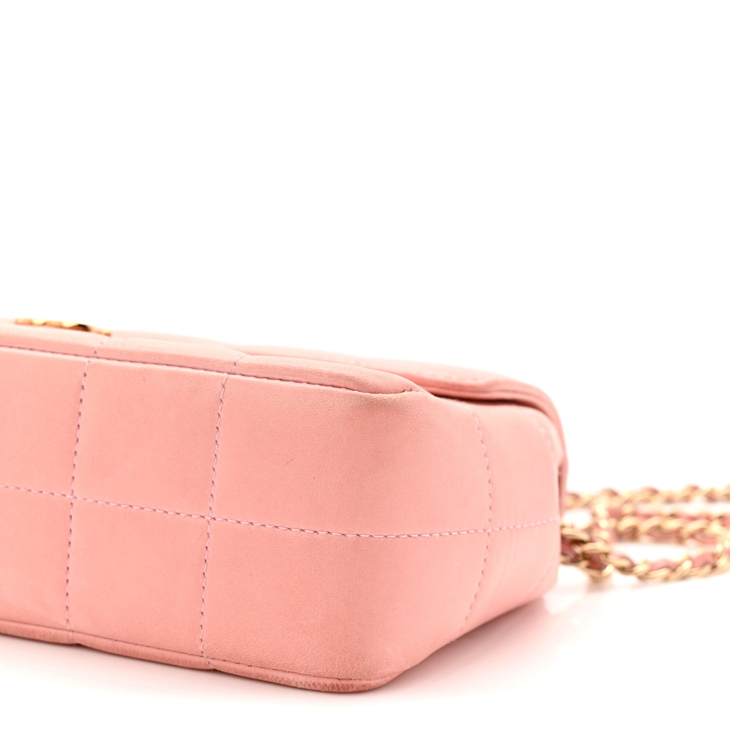 Lambskin Quilted Mini Chocolate Bar Camellia Flap Pink