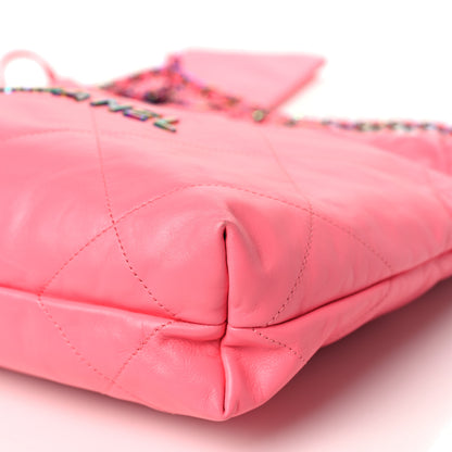 Chanel Shiny Calfskin Quilted Small Rainbow Metal Chanel 22 Coral Pink 11 of 12