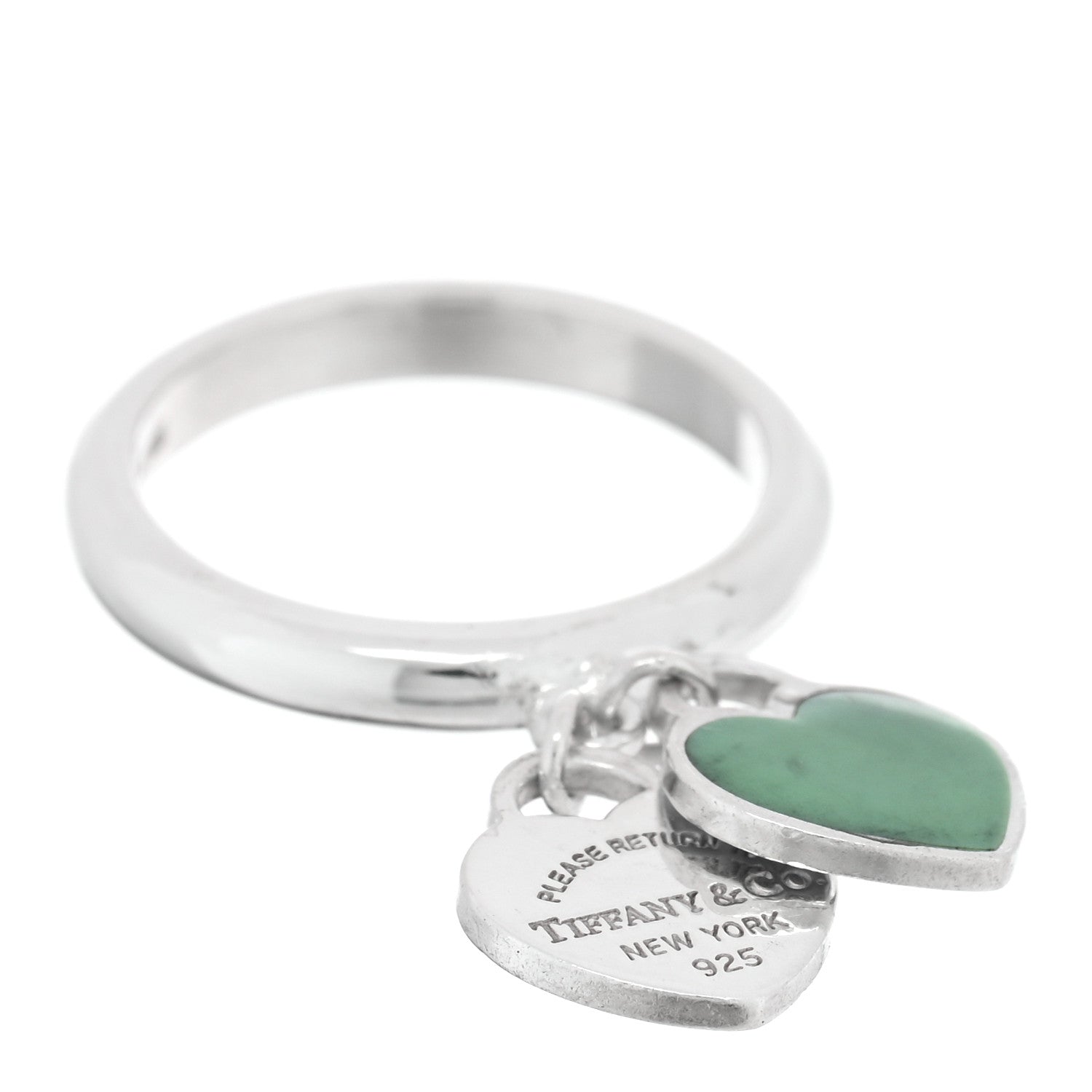 Tiffany Sterling Silver Enamel Return to Tiffany Double Heart Ring 52 6 Blue 1 of 4