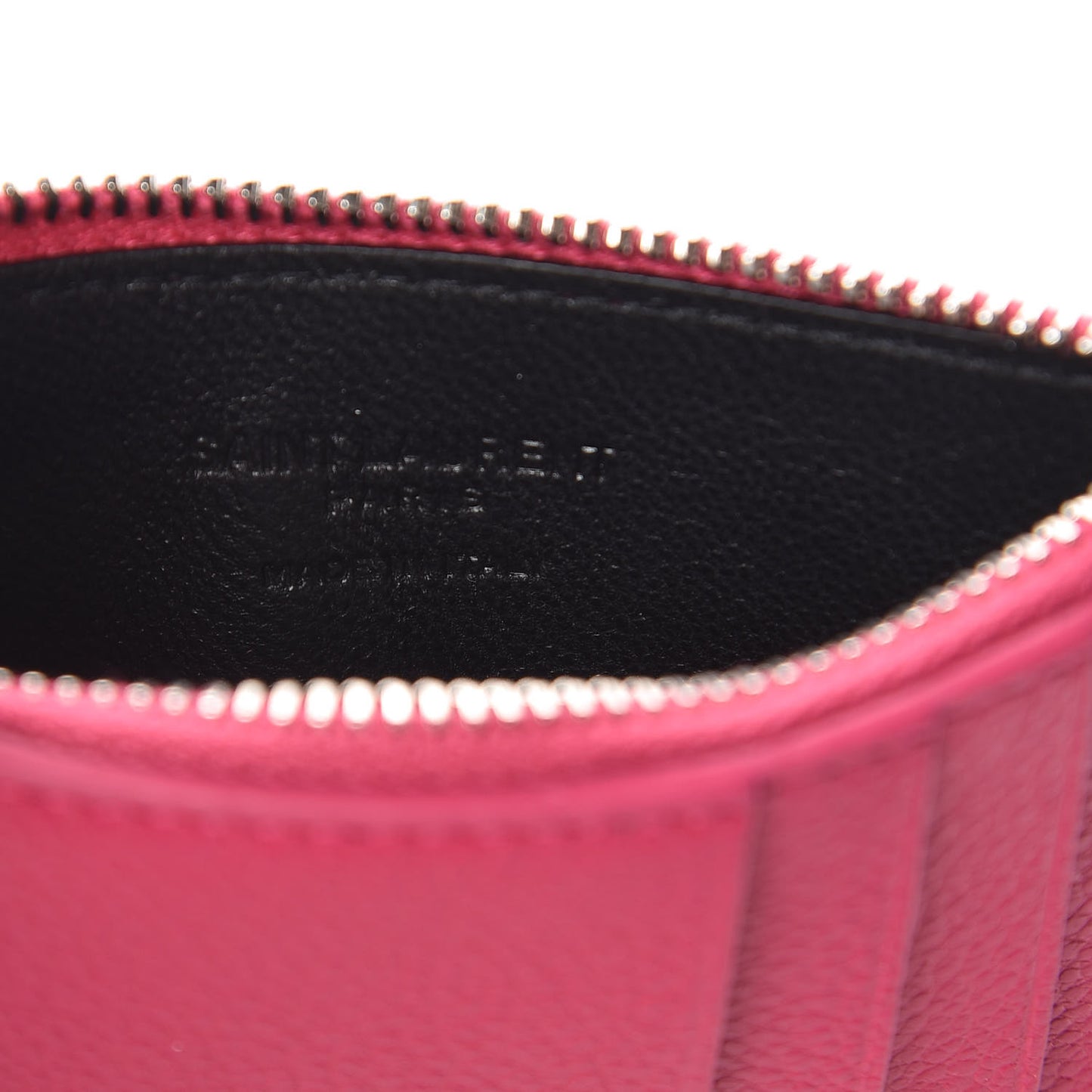 Grained Calfskin 5 Fragments Zip Pouch Card Holder Bubblegum