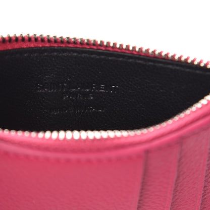 Saint Laurent Grained Calfskin 5 Fragments Zip Pouch Card Holder Bubblegum 5 of 7