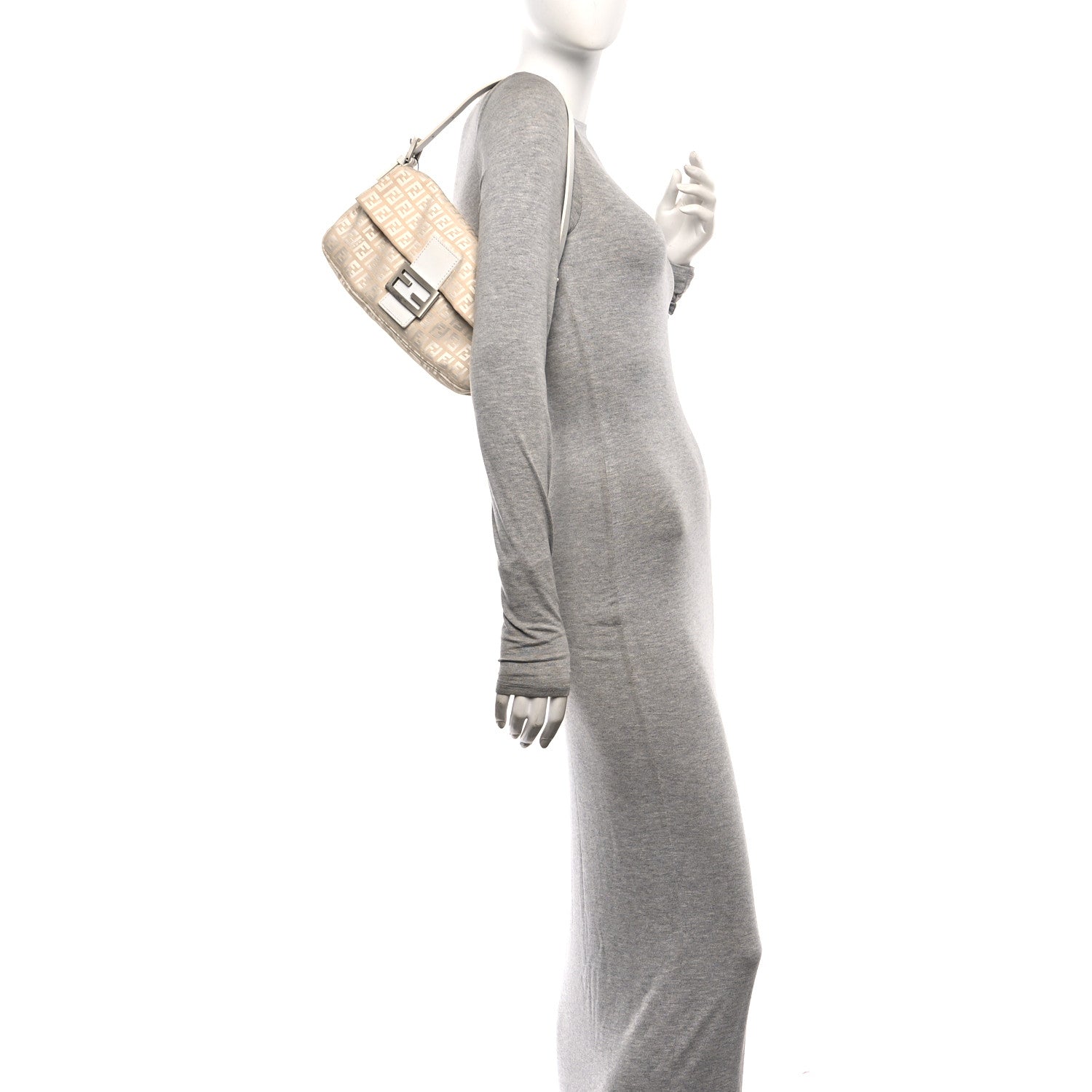 Fendi Zucchino Cuoio Mini Mama Baguette Beige White 2 of 9