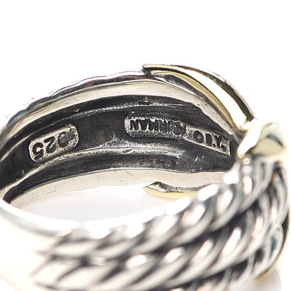 David Yurman Sterling Silver 14K Yellow Gold X Triple Row Ring 52 6 4 of 5