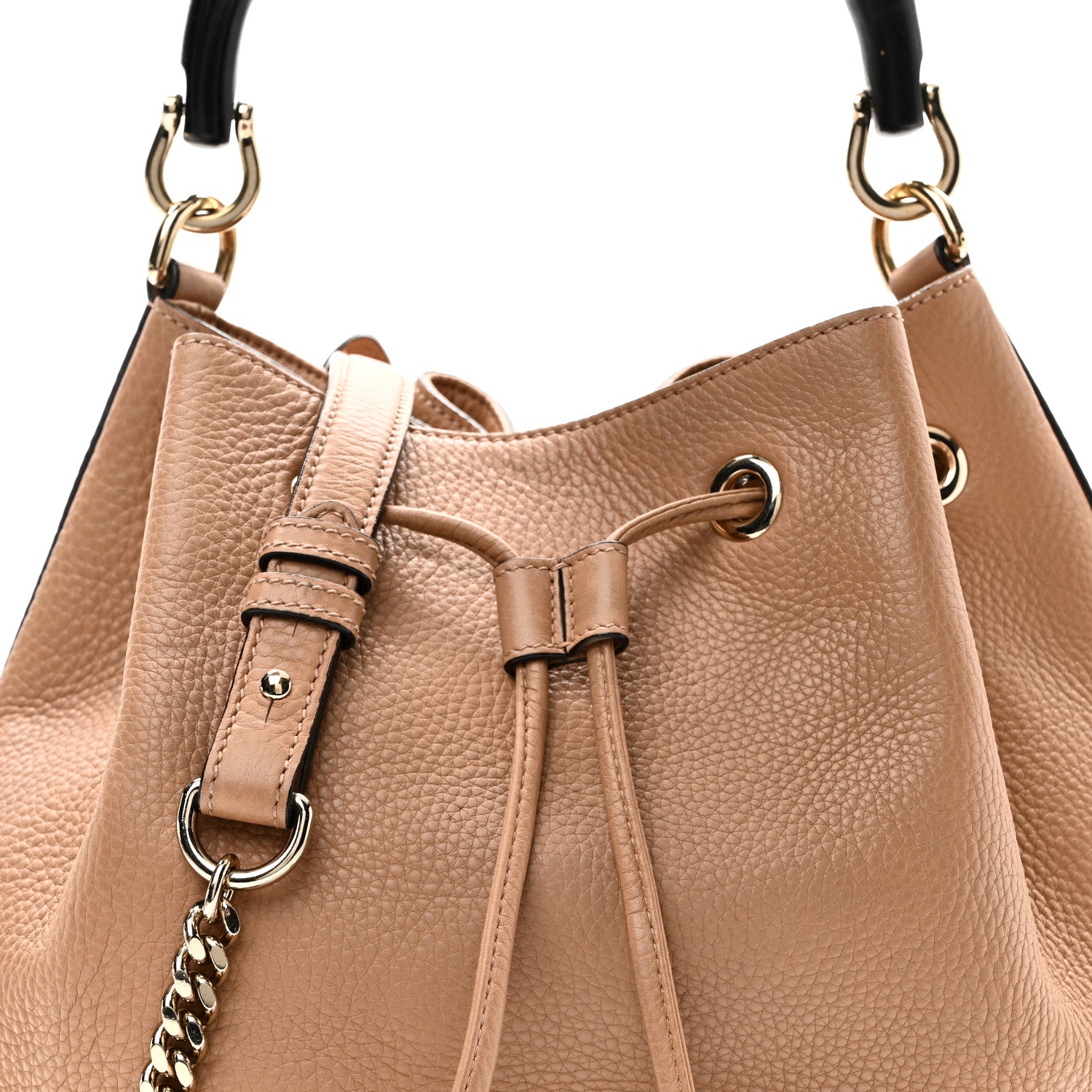 Gucci Pebbled Calfskin Miss Bamboo Bucket Bag Camelia 8 of 10