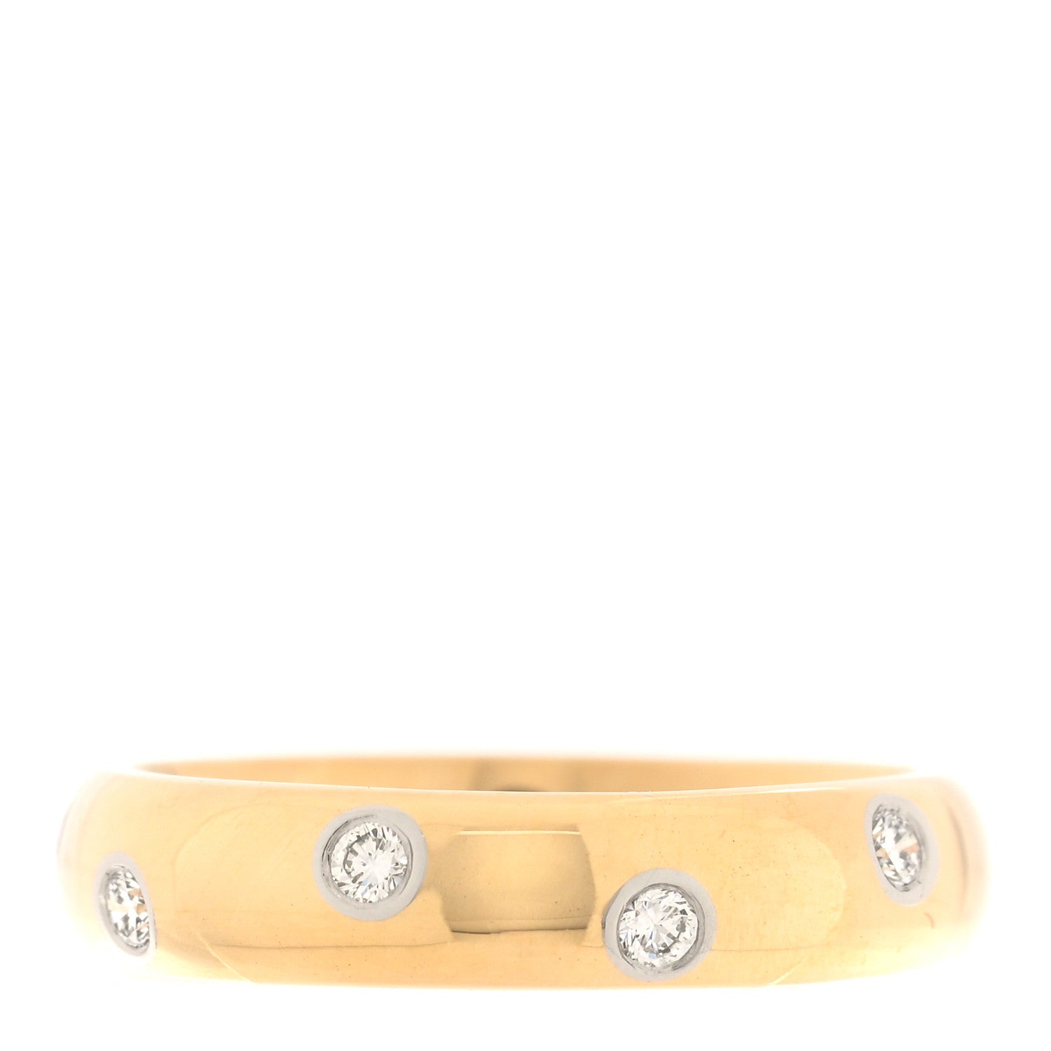 Tiffany 18K Yellow Gold Platinum Diamond 4mm Etoile Band Ring 51 5.75 6 of 10