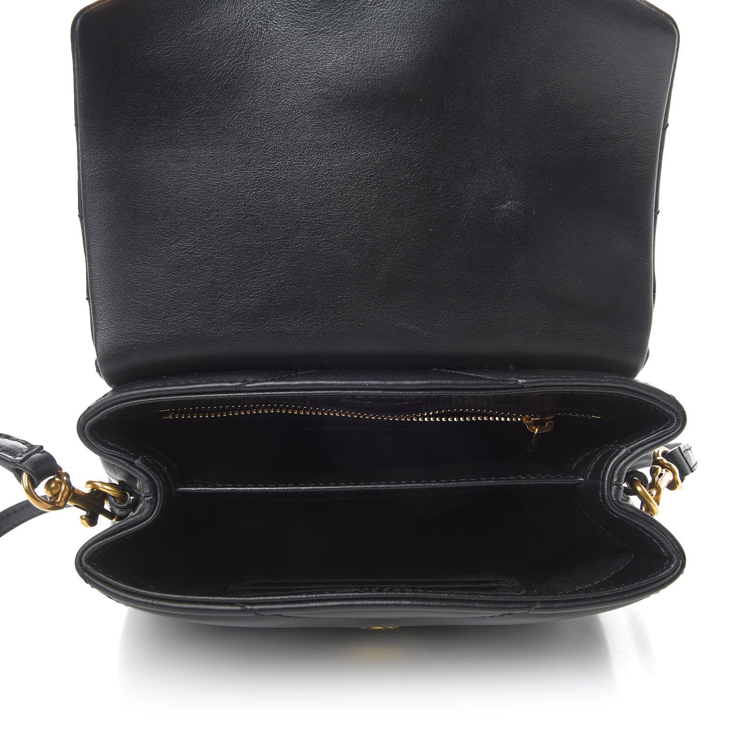 Saint Laurent Calfskin Y Quilted Monogram Toy Loulou Crossbody Bag Black 7 of 9