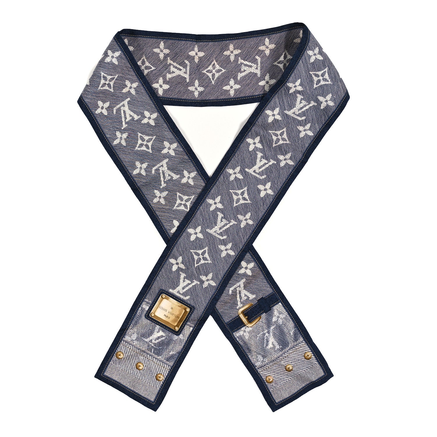 Louis Vuitton Silk Monogram New Denim Bandeau Marine 1 of 3