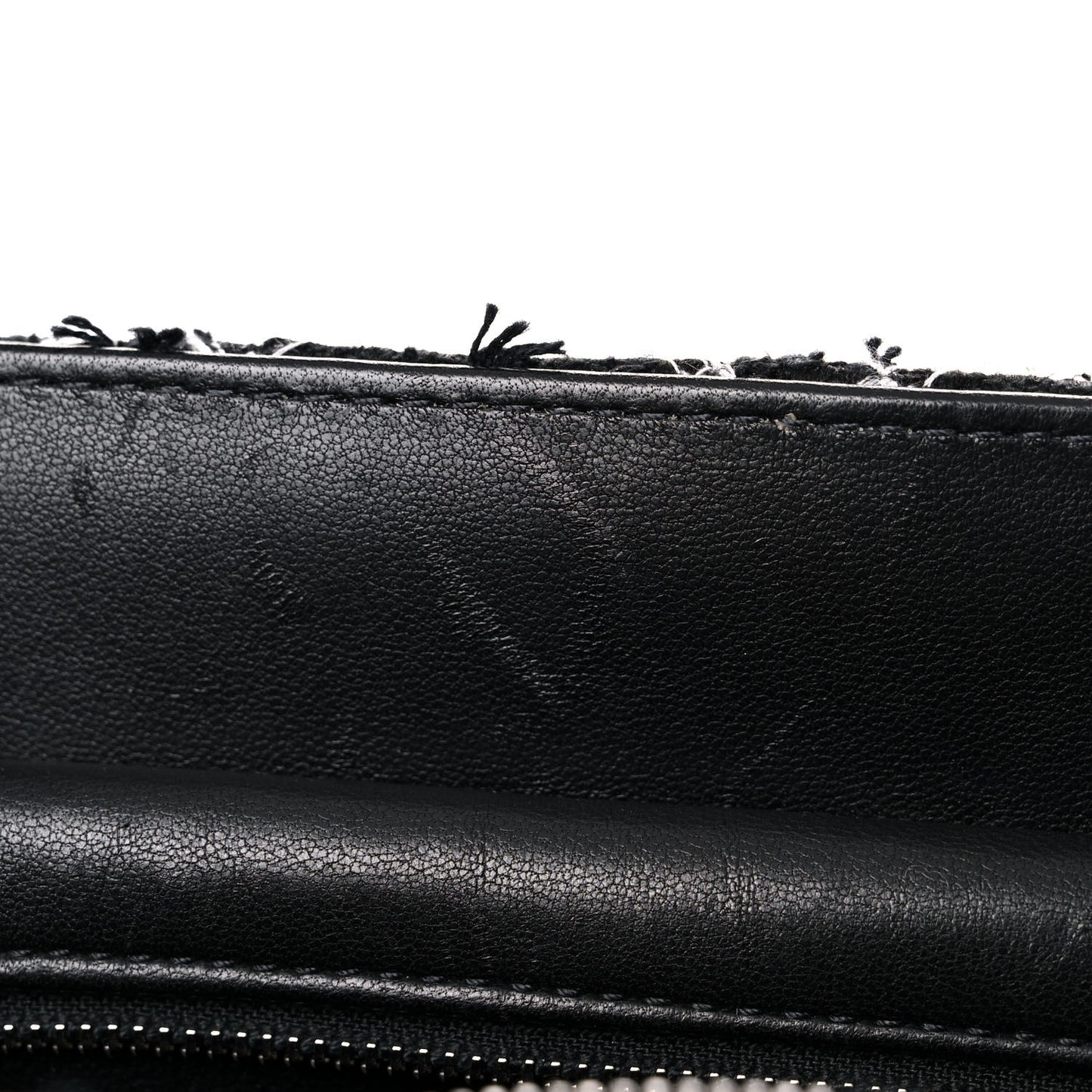 Tweed Resin Small Zipped Shopping Bag Black White