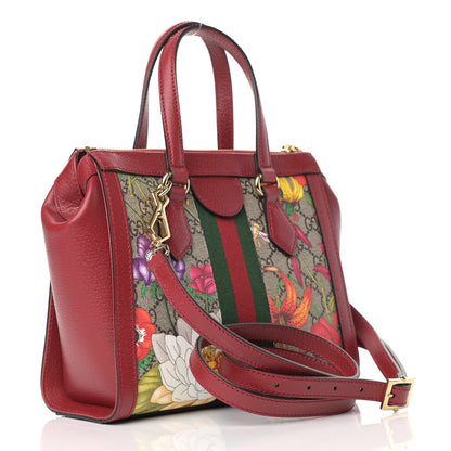 Gucci GG Supreme Monogram Flora Web Small Ophidia Tote Bag Red 3 of 9