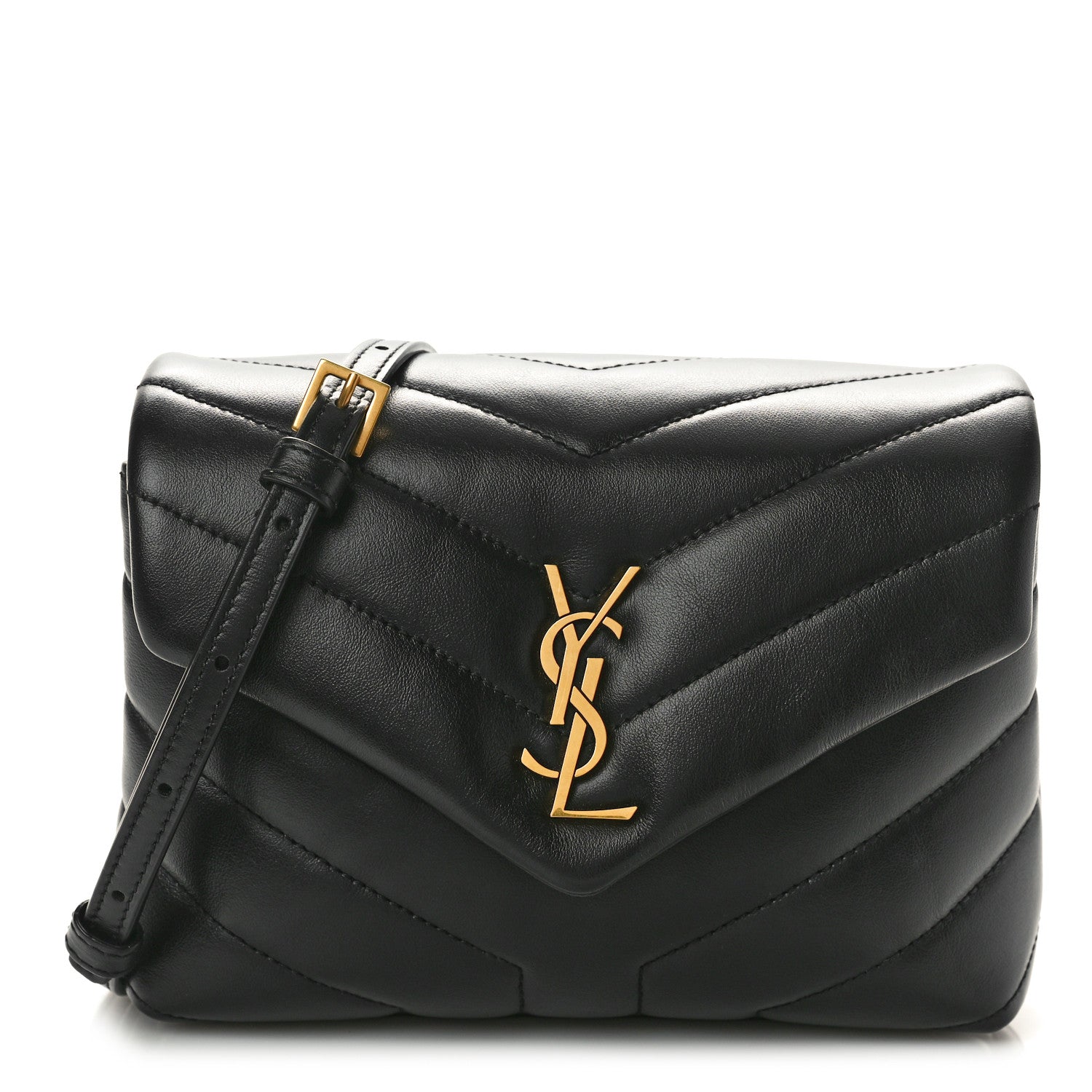 Saint Laurent Calfskin Y Quilted Monogram Toy Loulou Crossbody Bag Black 1 of 11