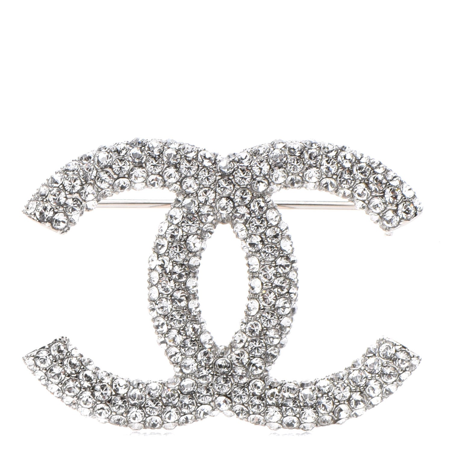 Chanel Crystal CC Brooch Silver 1 of 4
