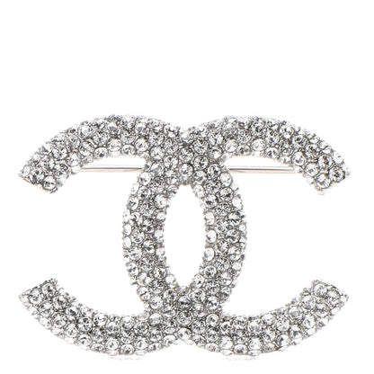 Chanel Crystal CC Brooch Silver 1 of 4