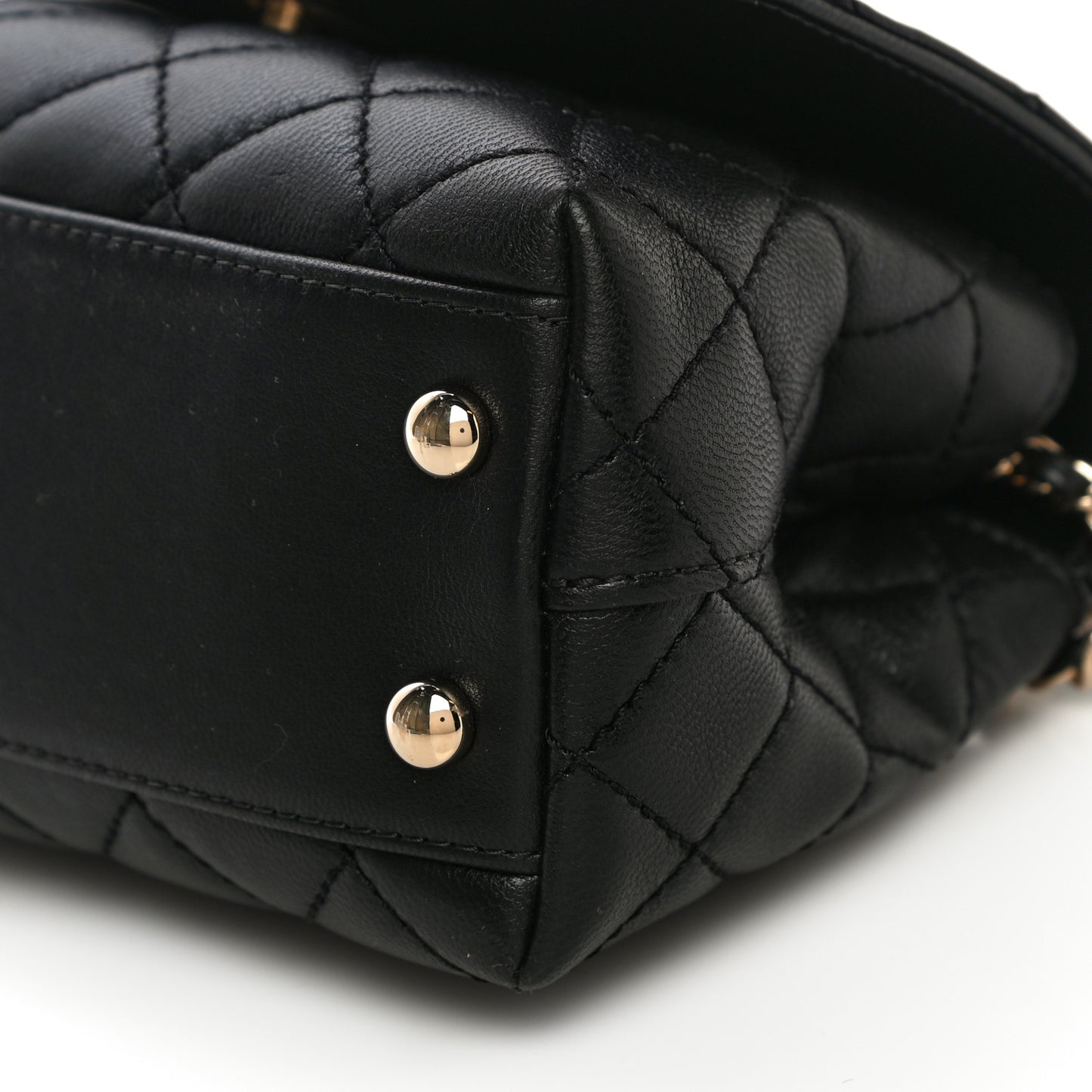 Goatskin Quilted Rainbow Extra Mini Coco Handle Flap Black